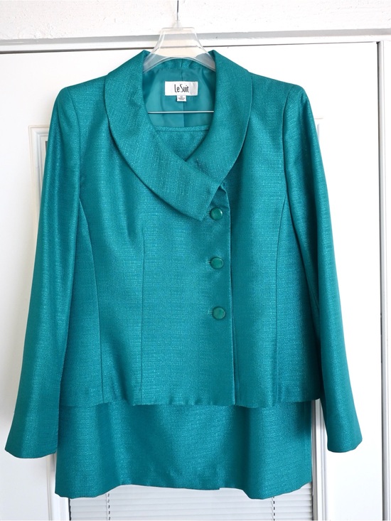 Le Suit Jackets & Blazers - Le Suit Teal Button-Front Tailored Jacket